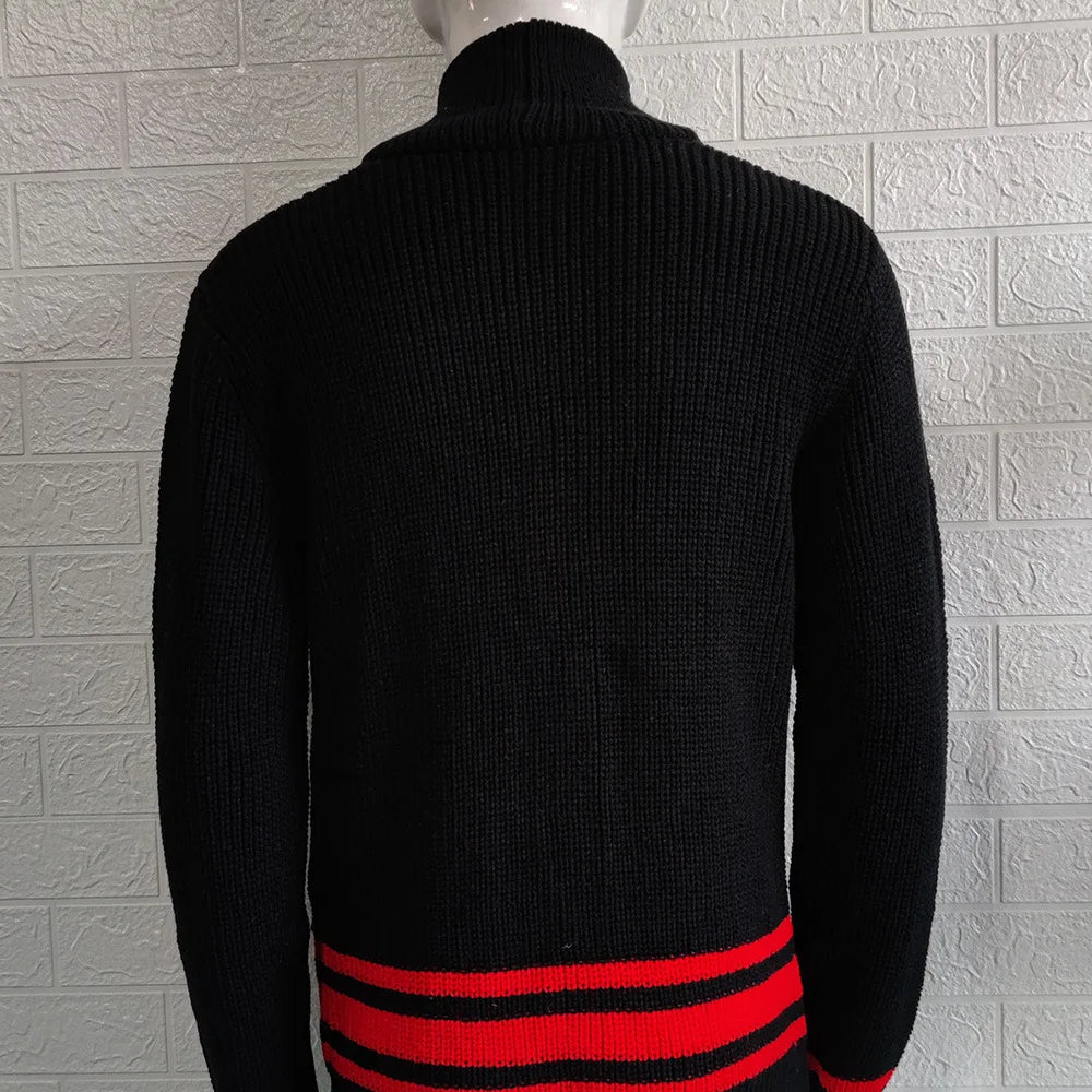 2026 Autumn Winter Men Knitted Sweaters Warm Coats Men's Streetwear Single Breasted Top Cardigan Yellow Red Solid Sweater Male