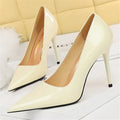 Sapatos de salto alto sensuais de 10 cm, cor vinho, nude, para mulheres, stripper, salto agulha, couro brilhante, para casamento, noiva, vermelho de qualidade