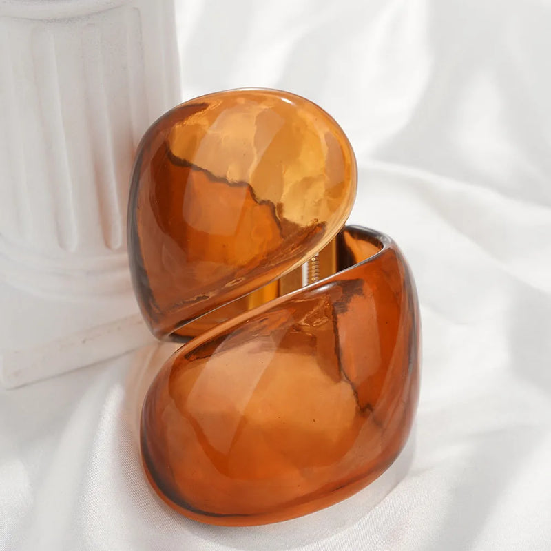 Boho Brown Coffee Irregular Acrylic Resin Chunky Bangles for Women Goth Geometric Big Charm Bracelets Couple Jewelry Gift