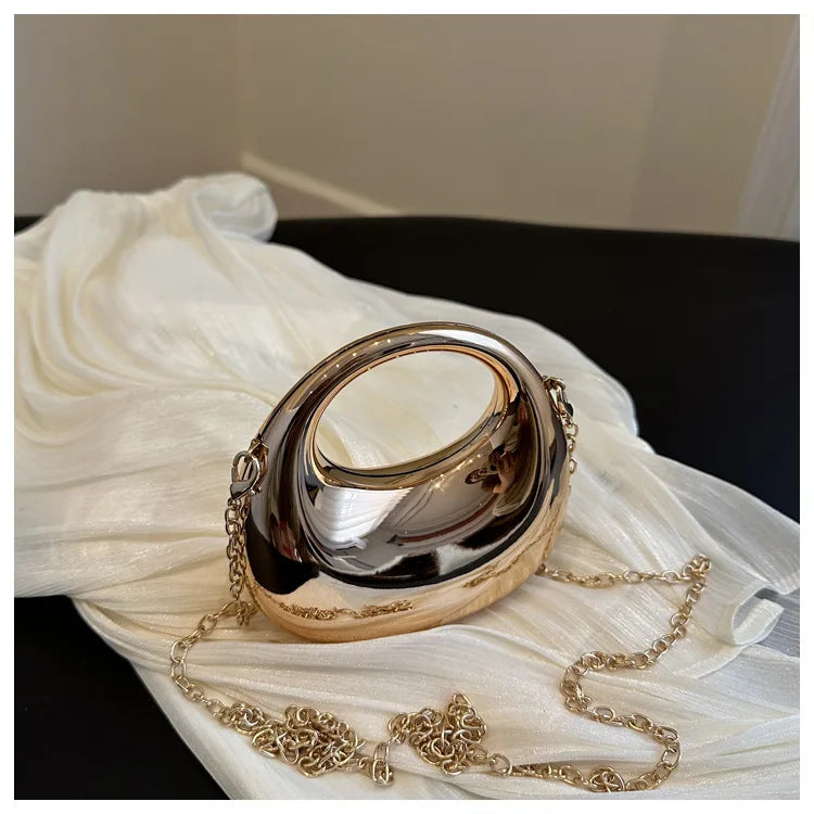 New Gold Silver Fashion Acrylic Moon Women's Handbags Luxury Ladies Clutch Bags Dinner Bag with chain 2024
