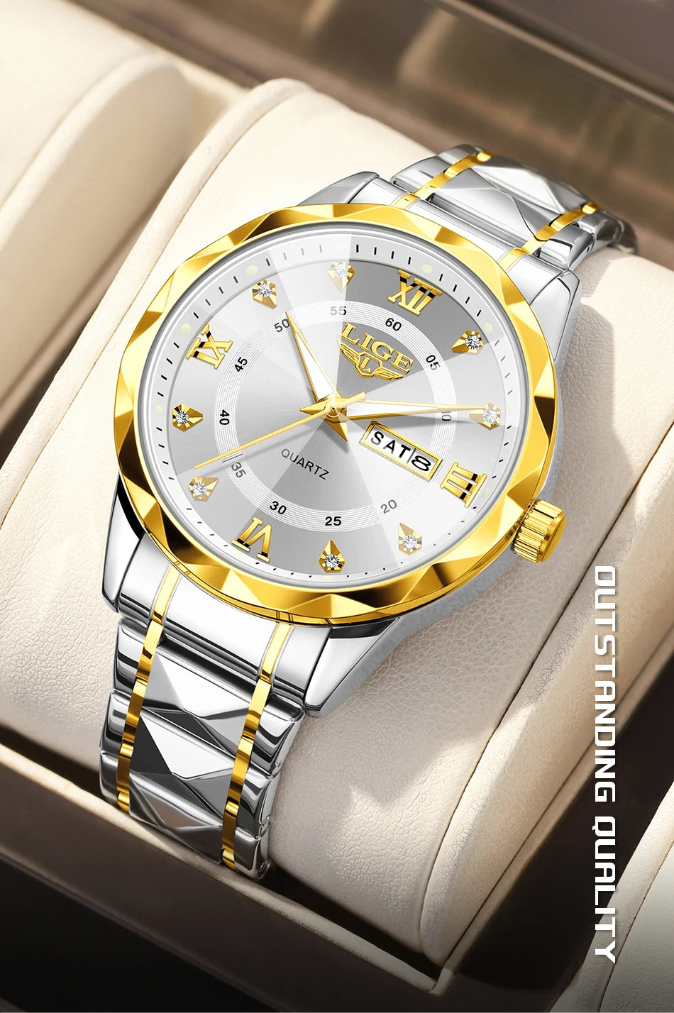 New LIGE Top Brand Luxury Man Wristwatch Waterproof Luminous Date Week Men Watches Stainless Steel Quartz Men's Watch Male reloj