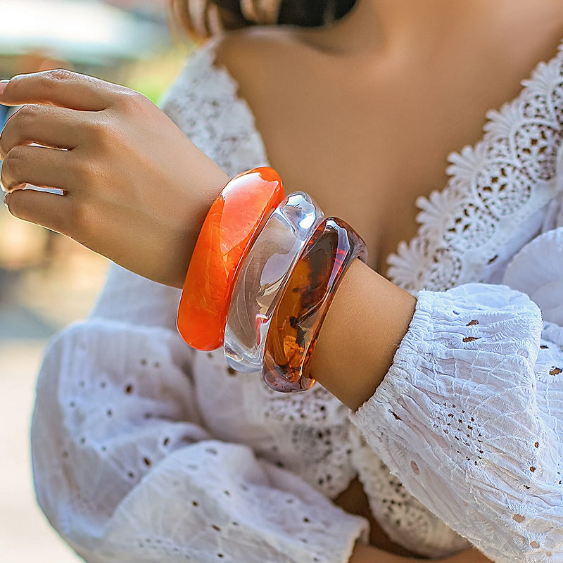 Salircon Exaggerated Geometry Acrylic Bracelet Women's Punk Thick Bracelet Gothic Party Jewelry Gift