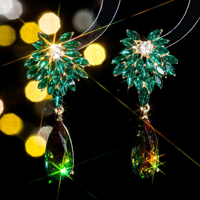 Design sense of personality exquisite colorful full of diamonds drop earrings fashion light luxury temperament match earrings