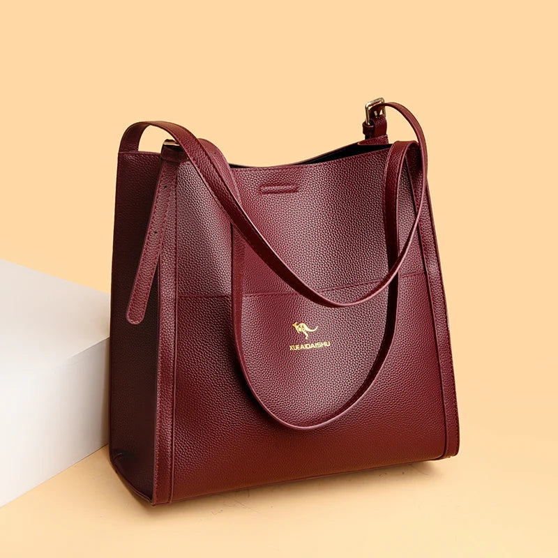 Bolsa de ombro feminina de couro de luxo, bolsa tiracolo fashion com axilas, bolsa carteiro para compras, bolsa grande de capacidade