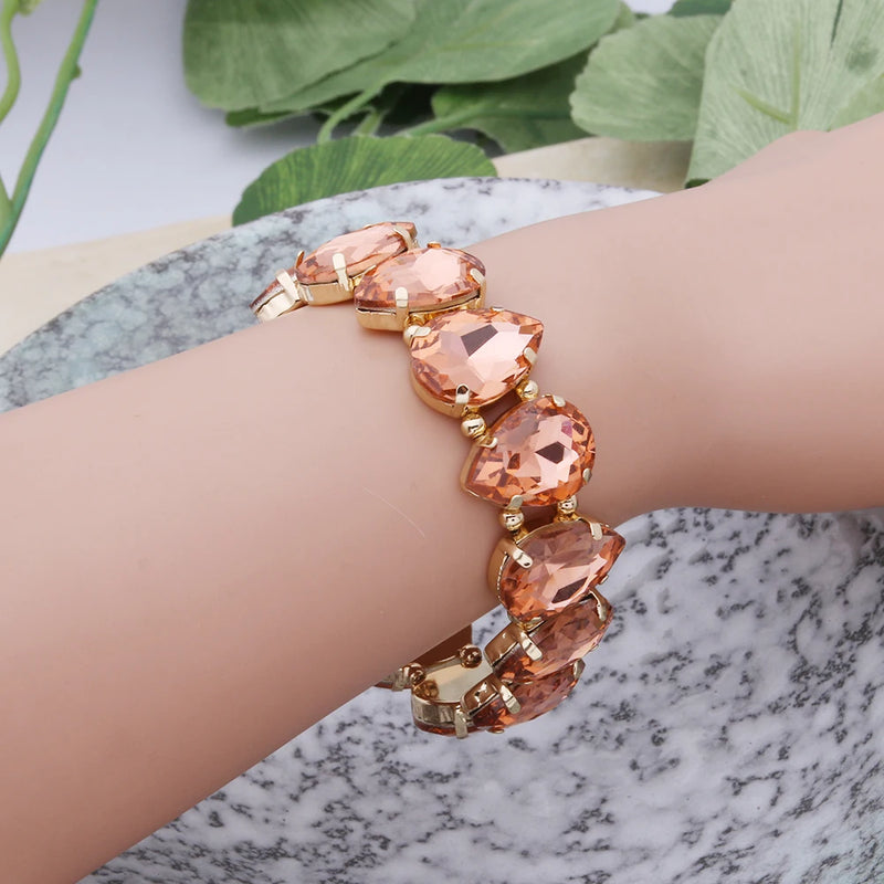 Bohemian Colorful Glass Bracelets For Woman European American Exaggeration Spring Rhinestone Bangle Madera Rhinestone Pulseira