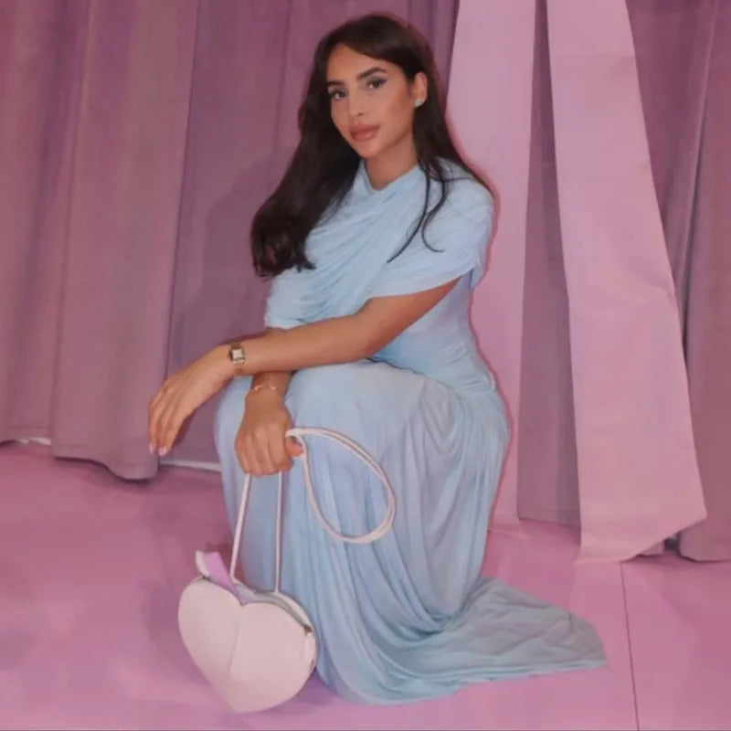 Vestido longo urbano feminino, sexy, plissado, estilo império, sem mangas, assimétrico, vestidos femininos, primavera/verão 2025, robe feminino chique