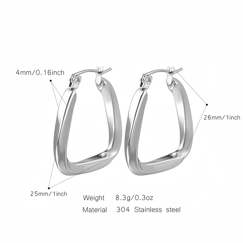 Three Layer J-shaped Stainless Steel Earrings for Woman Simple Design Style Jewelry To Showcase Personality