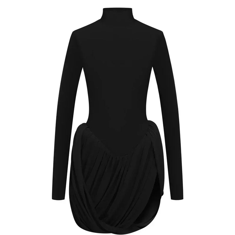 Tuularose Red Hollow Dress Women High Waist Sexy Backless Long Sleeve Gathered Dress Summer Patchwork Retro Party Evening Dress