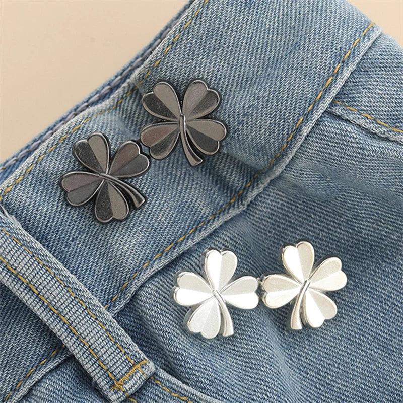 Clover Adjustable Pants Fastener Clips for Pants Waist Button Pin Retractable Loose Button for Jeans Perfect Fit Reduce Waist - CRAVO ROSE