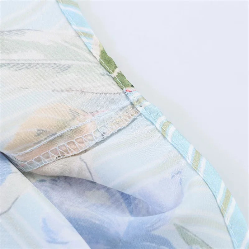 Women's Shirt 2026 Summer New Style Floral Print Long Sleeve Satin Textured Loose Shirt Beach Vacation Relaxed and Lazy