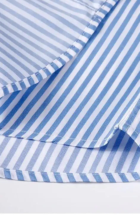 Camisa social masculina de manga comprida, estilo business casual, com listras clássicas. Resistente ao desgaste, não amassa e é fácil de cuidar.