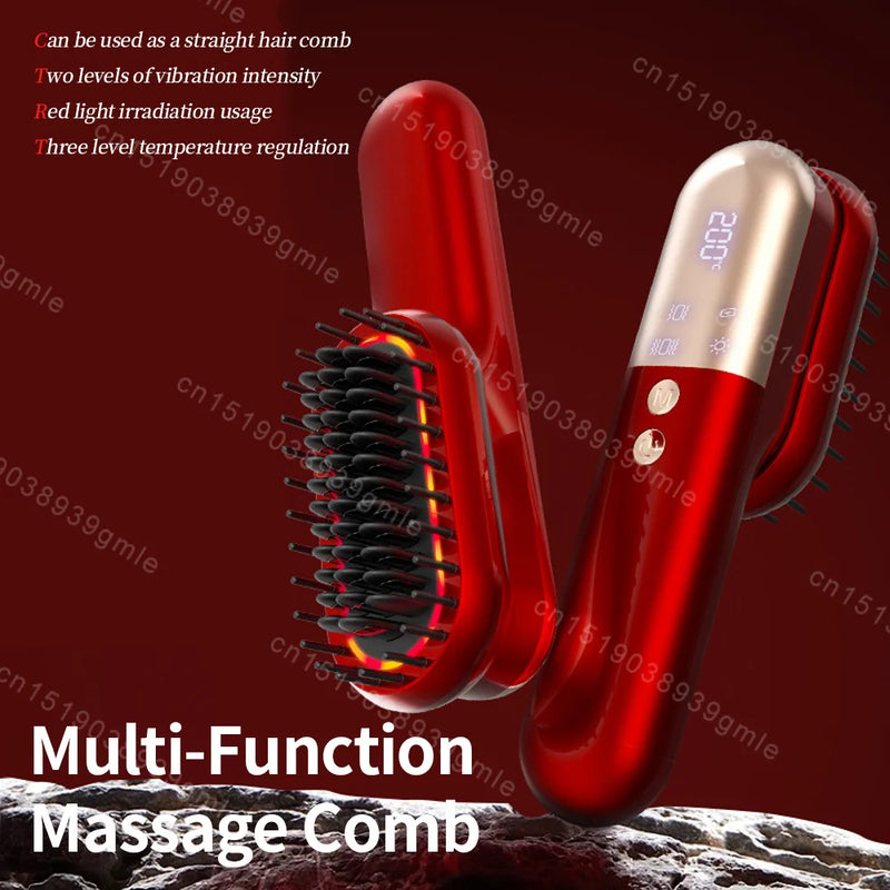 Massageador de couro cabeludo com terapia de luz vermelha, escova de luz vermelha, pente elétrico para massagem do couro cabeludo, ferramenta anti-queda de cabelo, escova de cabelo infravermelha