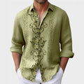 Camisa masculina de 6 cores estampada, modelo explosão, primavera e verão, lapela, botão, manga comprida, camisa