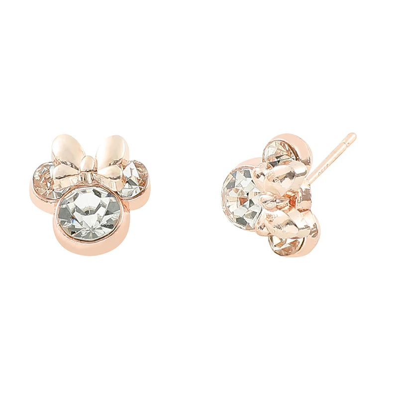 Brincos do Mickey Mouse com desenho da Disney para meninas, brincos de strass Kawaii, acessórios de joias
