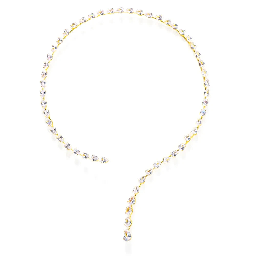 Stonefans Fashion Zircon Pendant Choker Water Drop for Women Vintage Clavicle Chain Crystal Collar Necklace Bridal Jewelry Gift