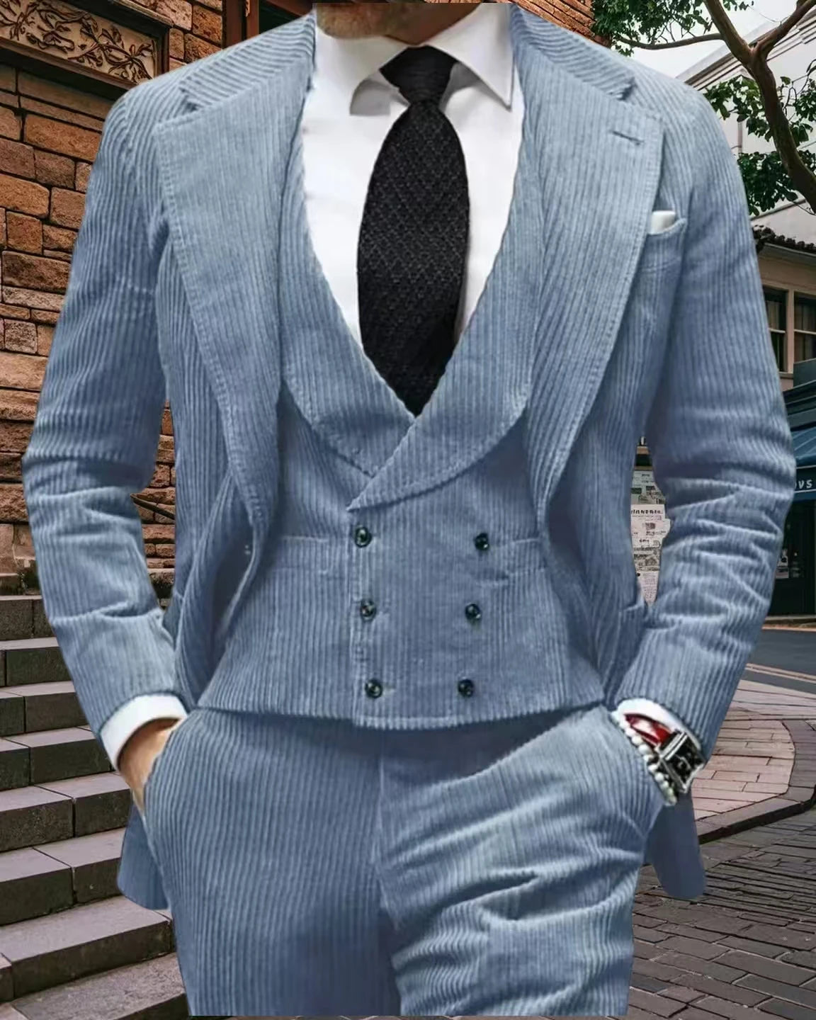 Velveteen-Men's Warm Velvet Suit, 3-Piece Set, Men's Clothing, Perfect for the Season