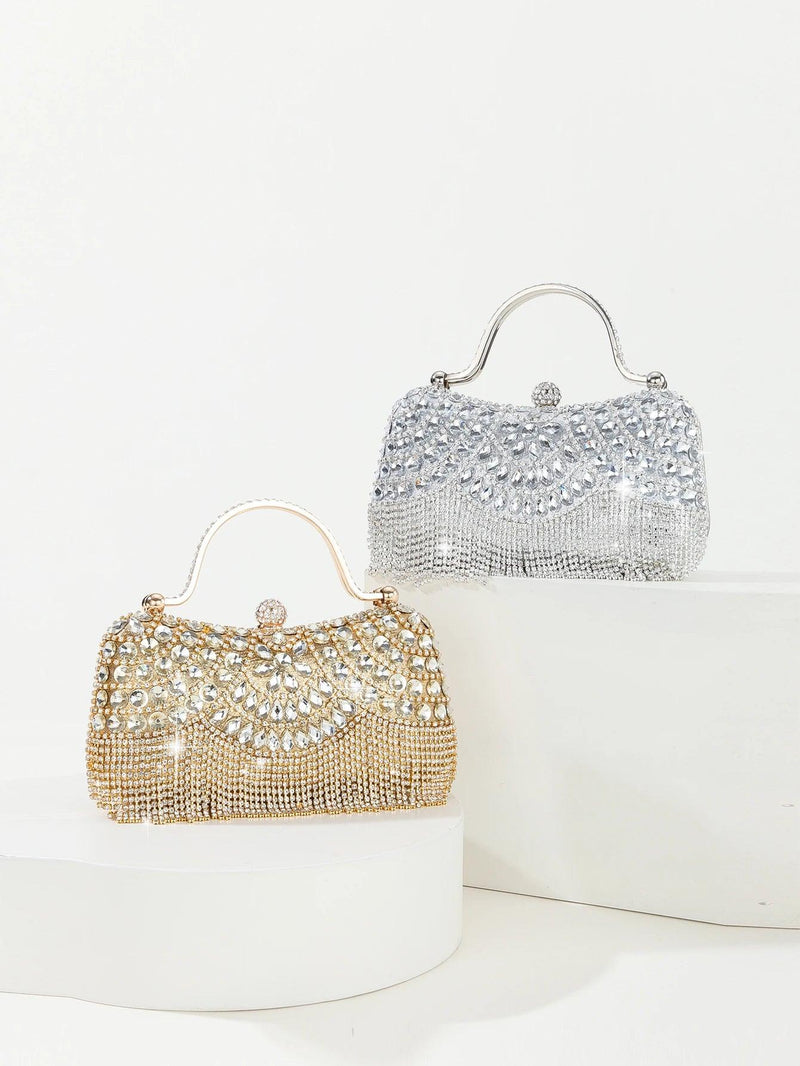 Gorgeous and shiny diamonds rhinestones tassels handle evening bags for party and wedding - CRAVO ROSE