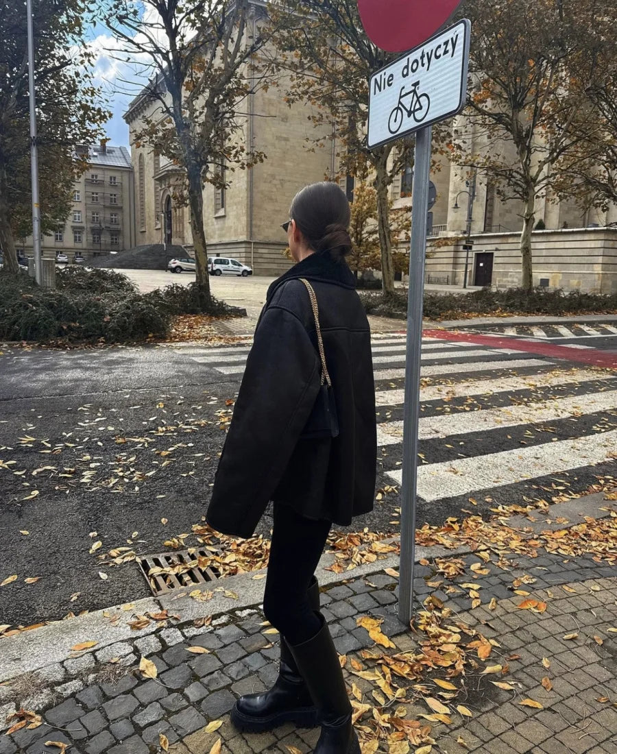 ETJ 2025 Fall/Winter New Arrival Women's ZW Series Double-Sided Collar Oversized Long-Sleeve Jacket Warm Coat 3548246