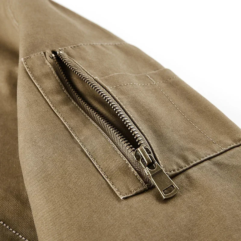 LIBIELIY   TRAF 2025 Spring And Autumn Men's Wash Jacket Comfortable Multi-Pocket Cotton Stand Collar Cargo Jacket Men's