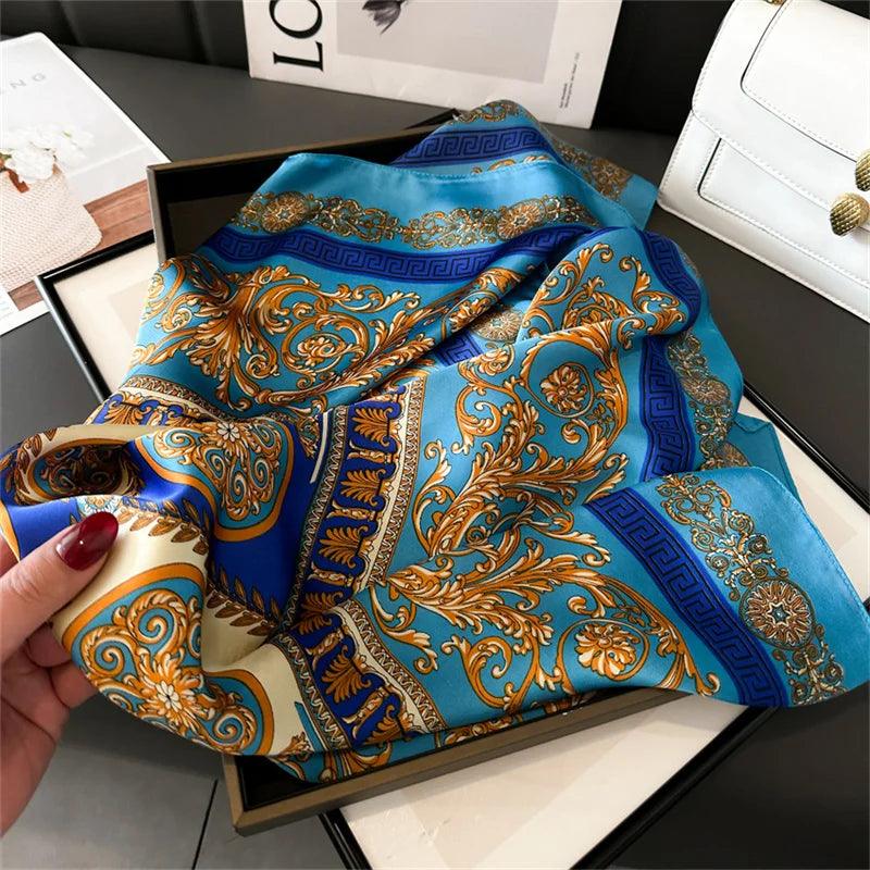 2024 New Fashion 70X70cmPrinted Women's Scarf Pashmina Silk Scarf Square Shawl Decorative Headband Neck Luxury Design Bandana - CRAVO ROSE