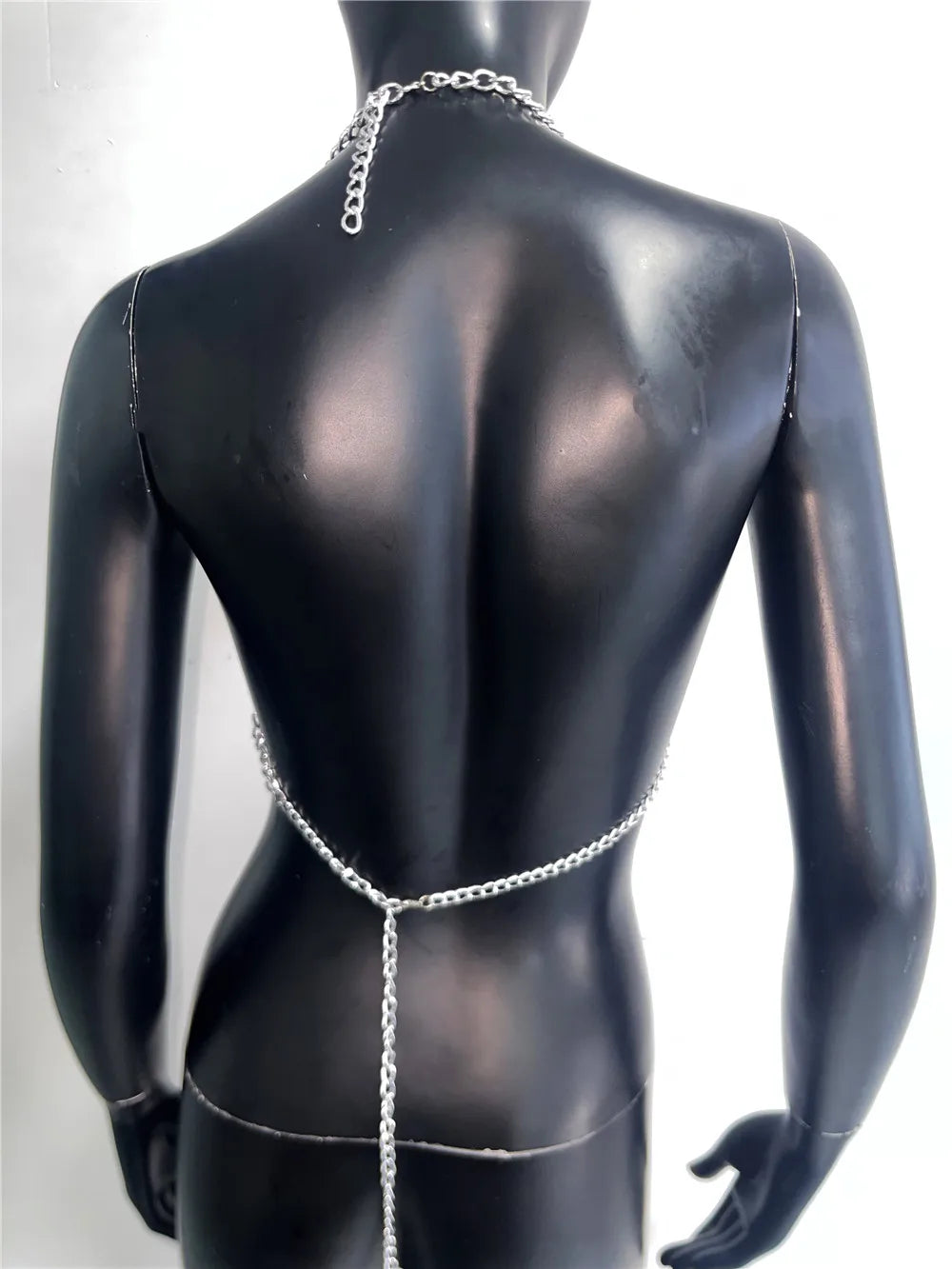 Women Metal Chain Tassel Tank Top Sexy Deep V Neck Backless Hollow Out See Through Crop Top Body Chain Party Club Camisole