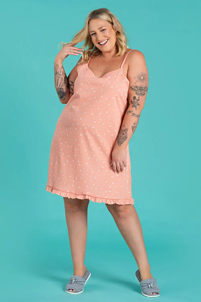 Women's Plus Size Salmon With Ruffled Sweater