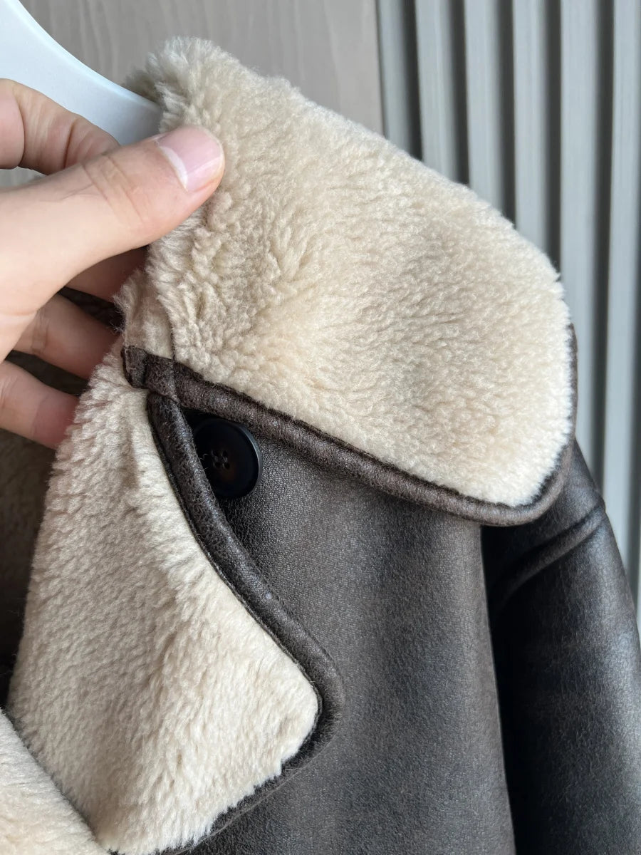 ETJ 2025 Fall/Winter New Arrival Women's ZW Series Double-Sided Collar Oversized Long-Sleeve Jacket Warm Coat 3548246