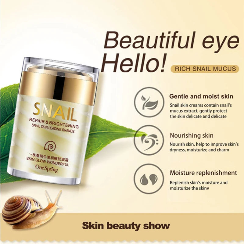 Creme de colágeno para cuidados com a pele, creme de caracol, antienvelhecimento, clareador de pele, creme facial, remove olheiras, remove bolsas, soro para os olhos