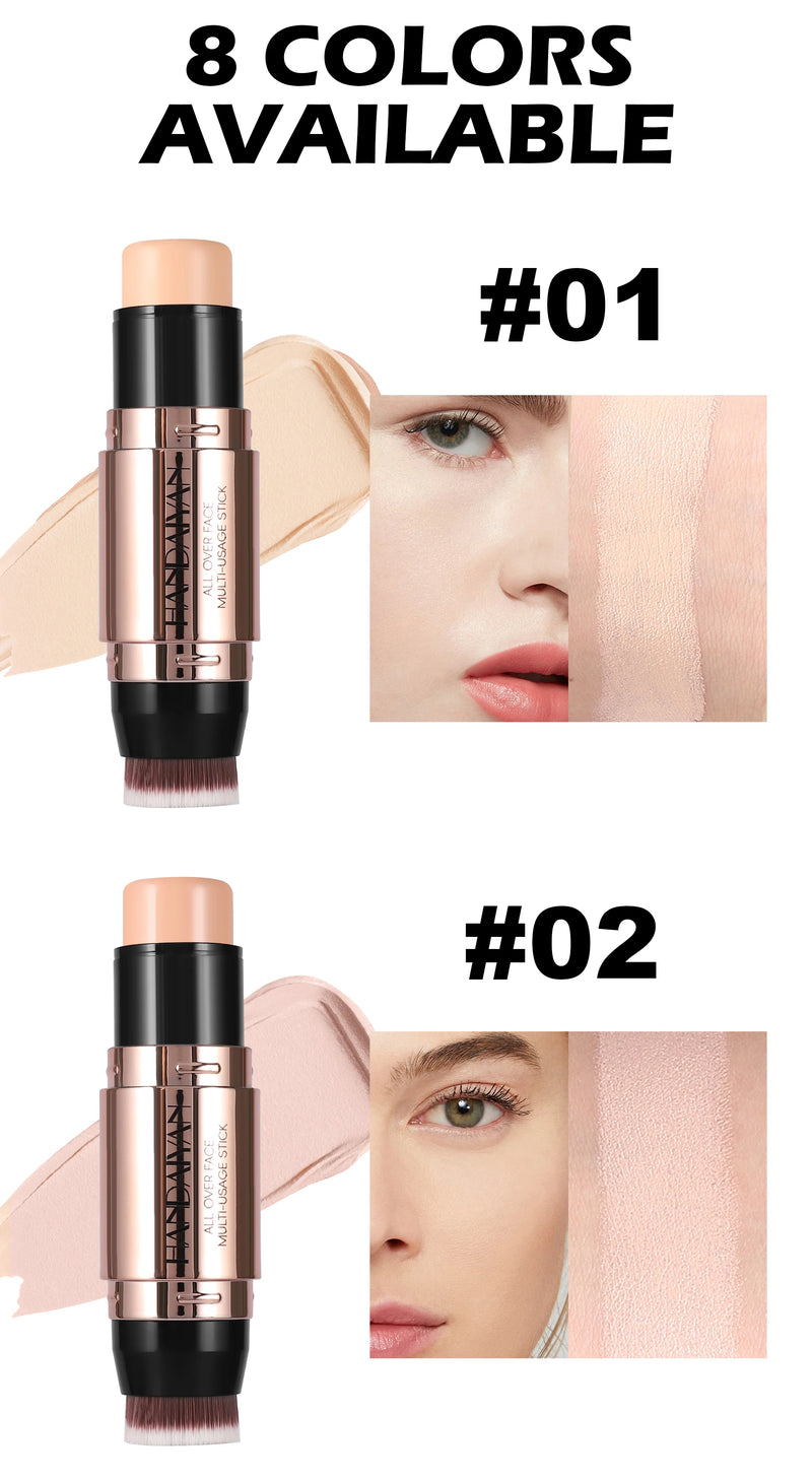 Corretivo em bastão com ponta dupla, leve, à prova d'água, duradouro, 8 opções de cores, cosméticos femininos