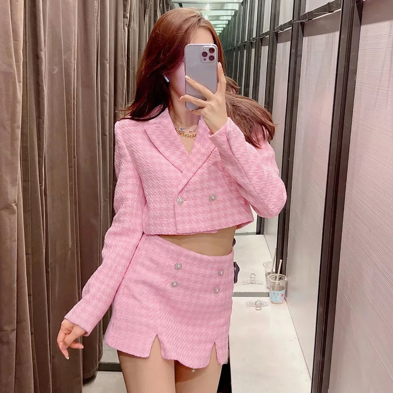 Conjunto de 2 peças de tweed Klacwaya, blazer chique, terno feminino, shorts, terno com shorts para mulheres, ternos femininos