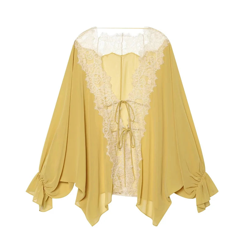 Women's Shirts Summe Fashion Splicing Lace Shirt Summe Women Loose Casual Shirts Female Blouses Chic Tops