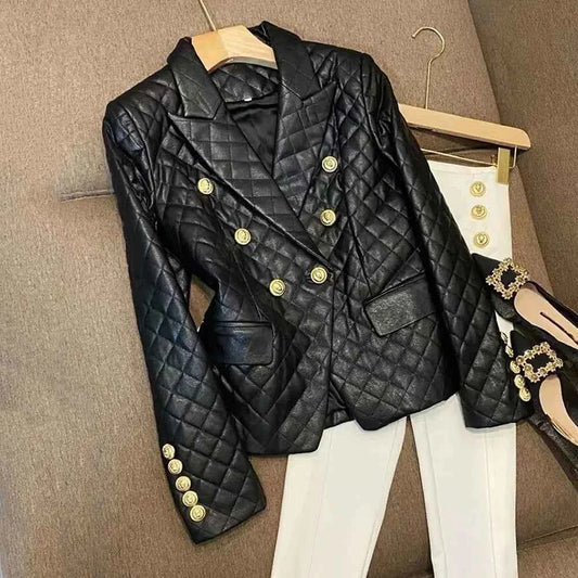 High-end Black Elegant Suit Jacket Ladies Casual Double Breasted Fashion Women's Blazer 2023 Office Work Casual Female Outerwear
