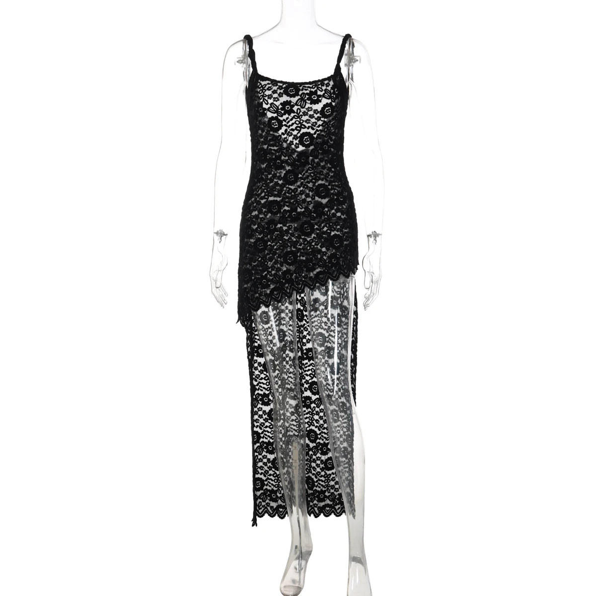 Hugcitar Fashion Floral Print Slips Backless Slit Patchwork Sheer Mini Dress Irregular Summer Women Outfit Vacation Night Club