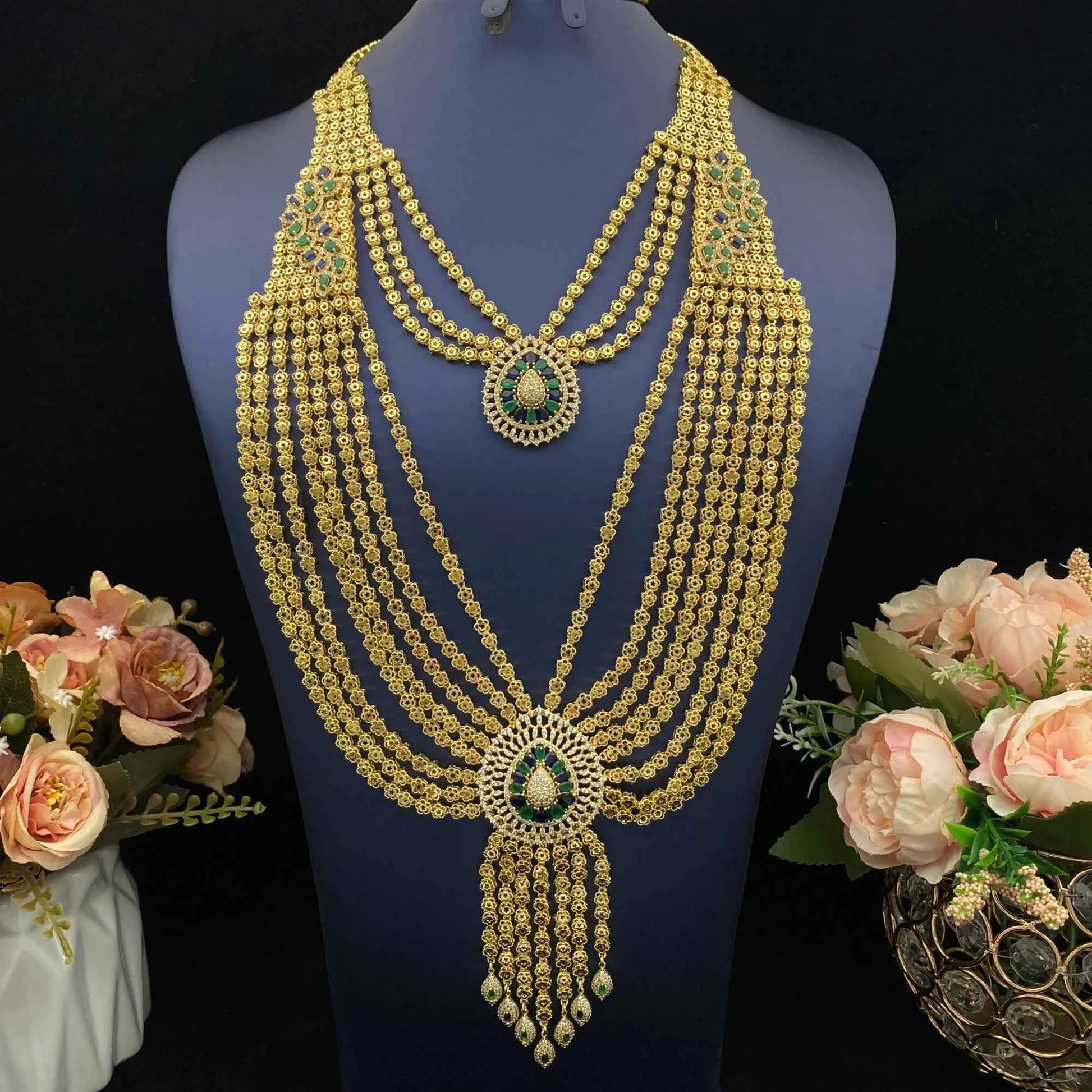 JRH Noble and Elegant Women's Jewelry Mixed Color Gemstone Zircon Set Necklace Earrings Ring Bracelet Suitable for Wedding Party