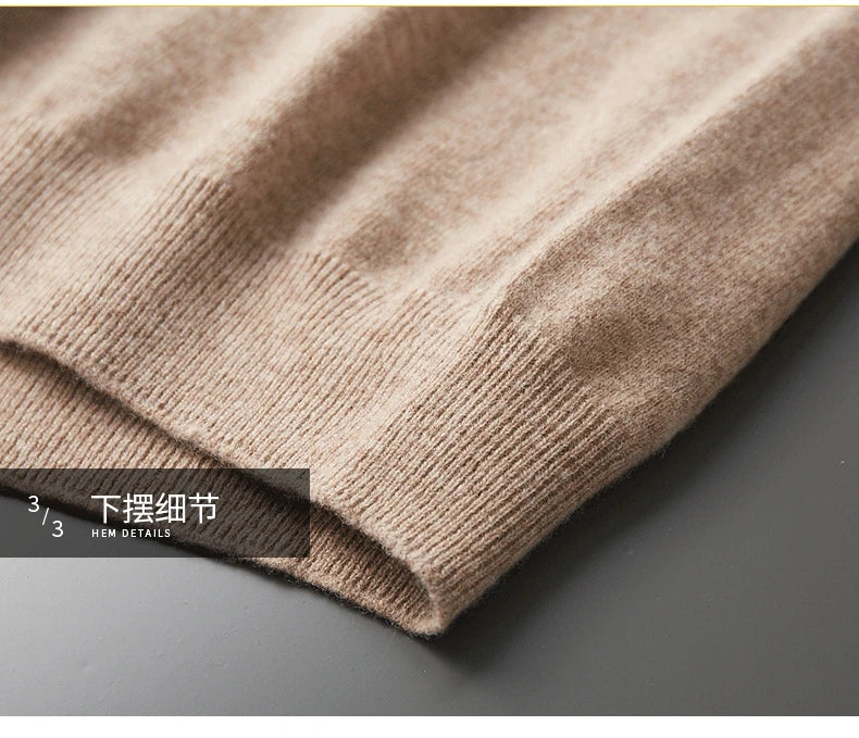 100% Pure Wool Cashmere Sweater Men's Half Turtleneck Pullover Casual Fashion Thickening Top Knitting Sweater