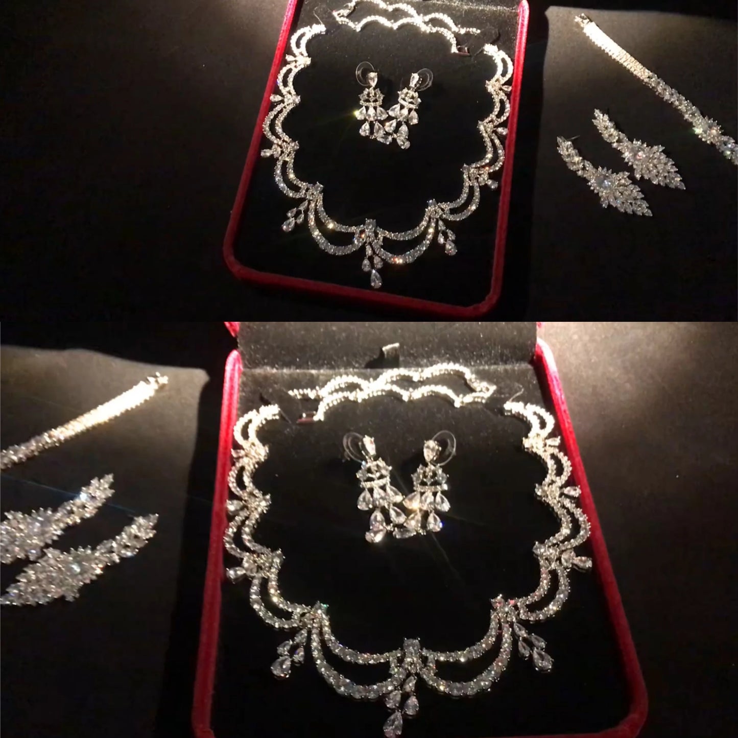 Colar de noiva jóias de alta qualidade luz luxo zircão vestido acessórios jóias brincos conjunto ornamentos presente natal - CRAVO ROSE