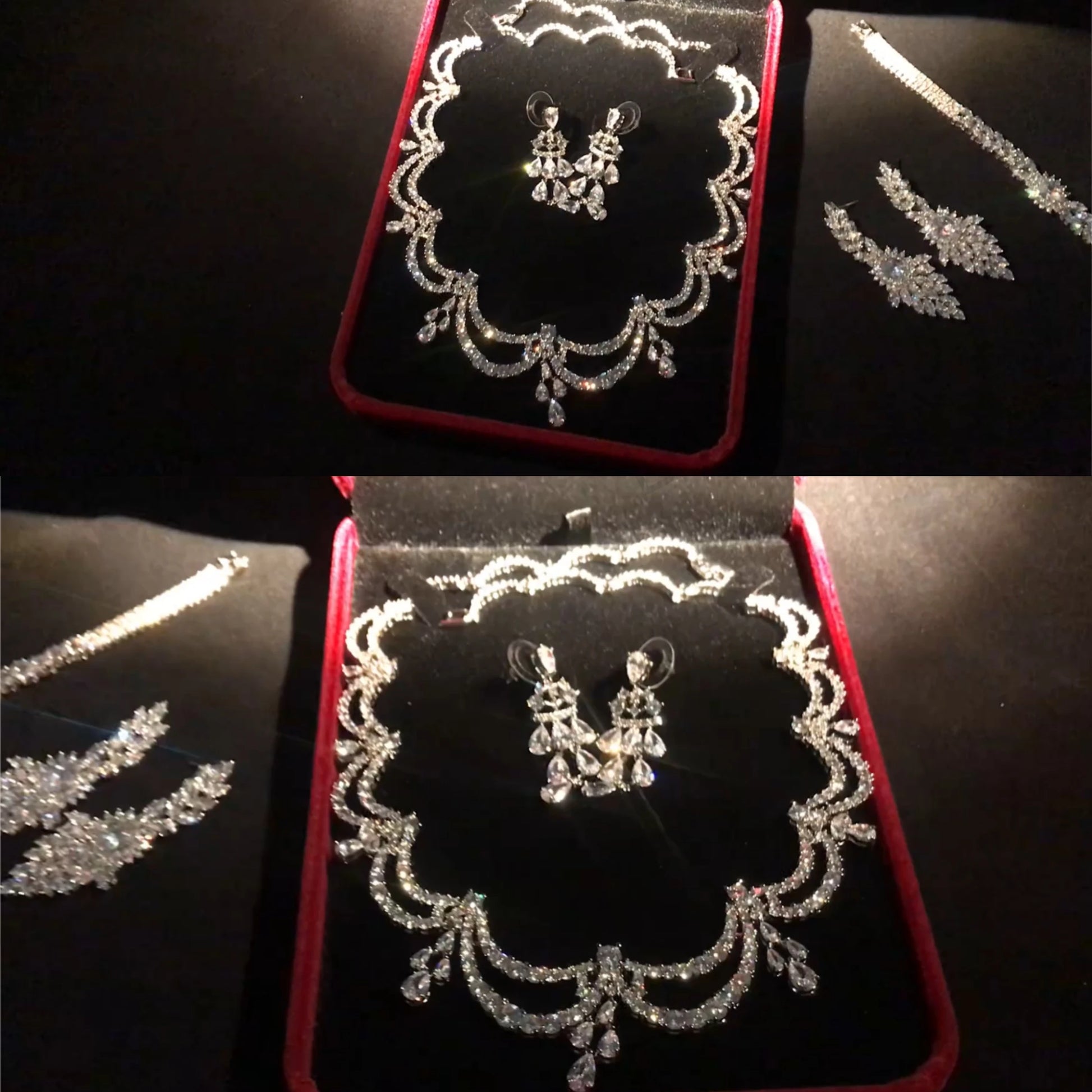 Colar de noiva jóias de alta qualidade luz luxo zircão vestido acessórios jóias brincos conjunto ornamentos presente natal - CRAVO ROSE