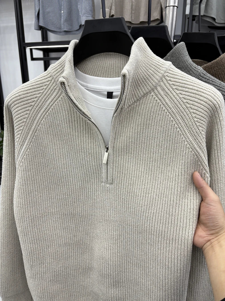 Men's Sweater Half Zipper Winter Thick Korean Edition Casual Loose Stand Up Collar Undercover