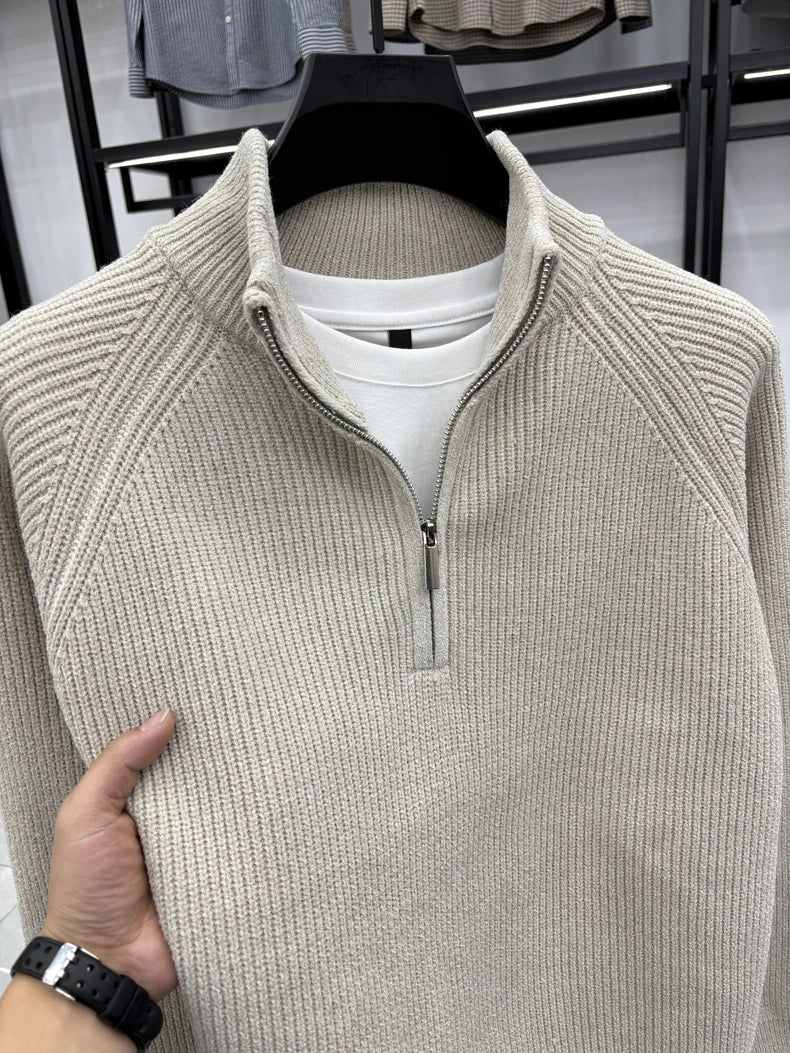 Men's Sweater Half Zipper Winter Thick Korean Edition Casual Loose Stand Up Collar Undercover