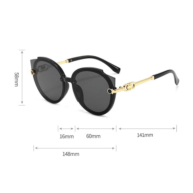 Women Round Sunglasses 2021 Luxury Brand Designer Cat Eye Sun Glasses Men Vintage Eyelasses Black Shades UV400 Female New - CRAVO ROSE