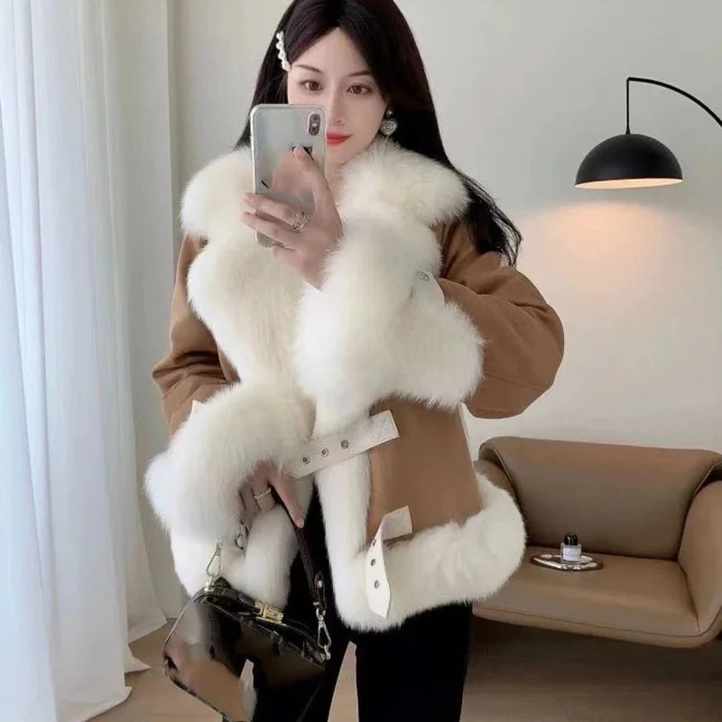 High End Fashion Faux Mink Fur Jacket 2025 New Winter Thicken Warm Elegant Fluffy Short Fur Coats High Quality Fox Fur Outwear