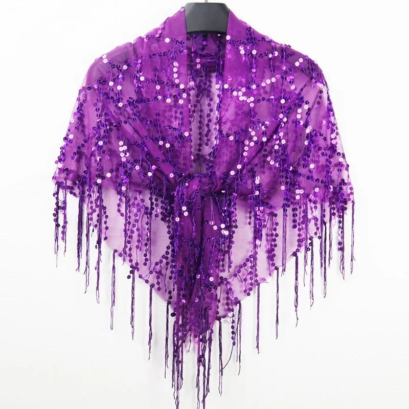 Summer Sequins Tassels Poncho Women Coat Party Outfits Cape Mesh Jacket Ladies Cloak Shawls Casaco Outerwear Wraps Woman Clothes