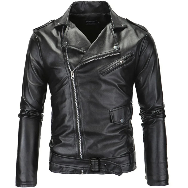 Jaquetas de couro masculinas para motocicleta, zíper oblíquo, slim, nova moda, couro sintético, camurça, casacos casuais, jaquetas de couro 4XL