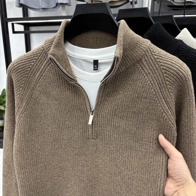 Men's Sweater Half Zipper Winter Thick Korean Edition Casual Loose Stand Up Collar Undercover