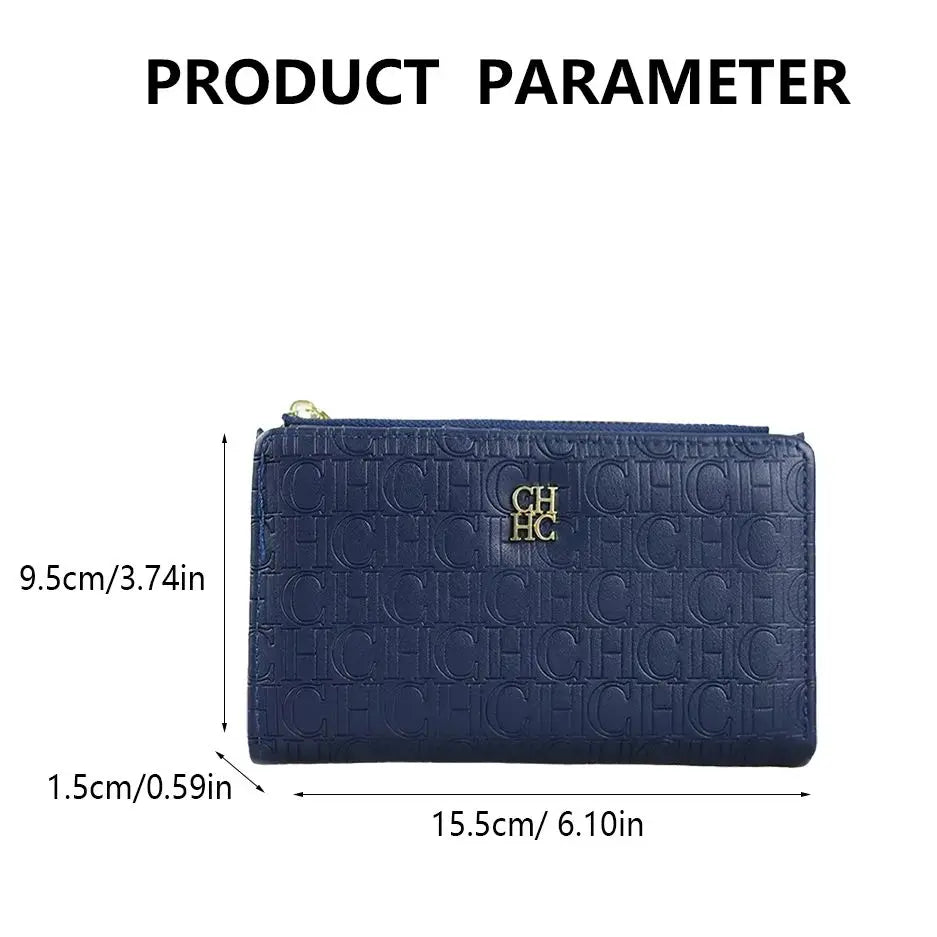 CH Luxury Wallet Card Leather Zipper Letter Printed Short Women's Handbag 2026 Trendy Coin Storage Bag