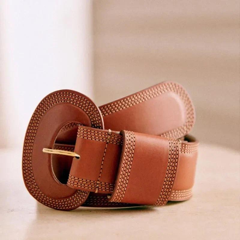 2024 Simple All-match Wide-brimmed Genuine Leather Cowhide Retro Belt Ladies Belt