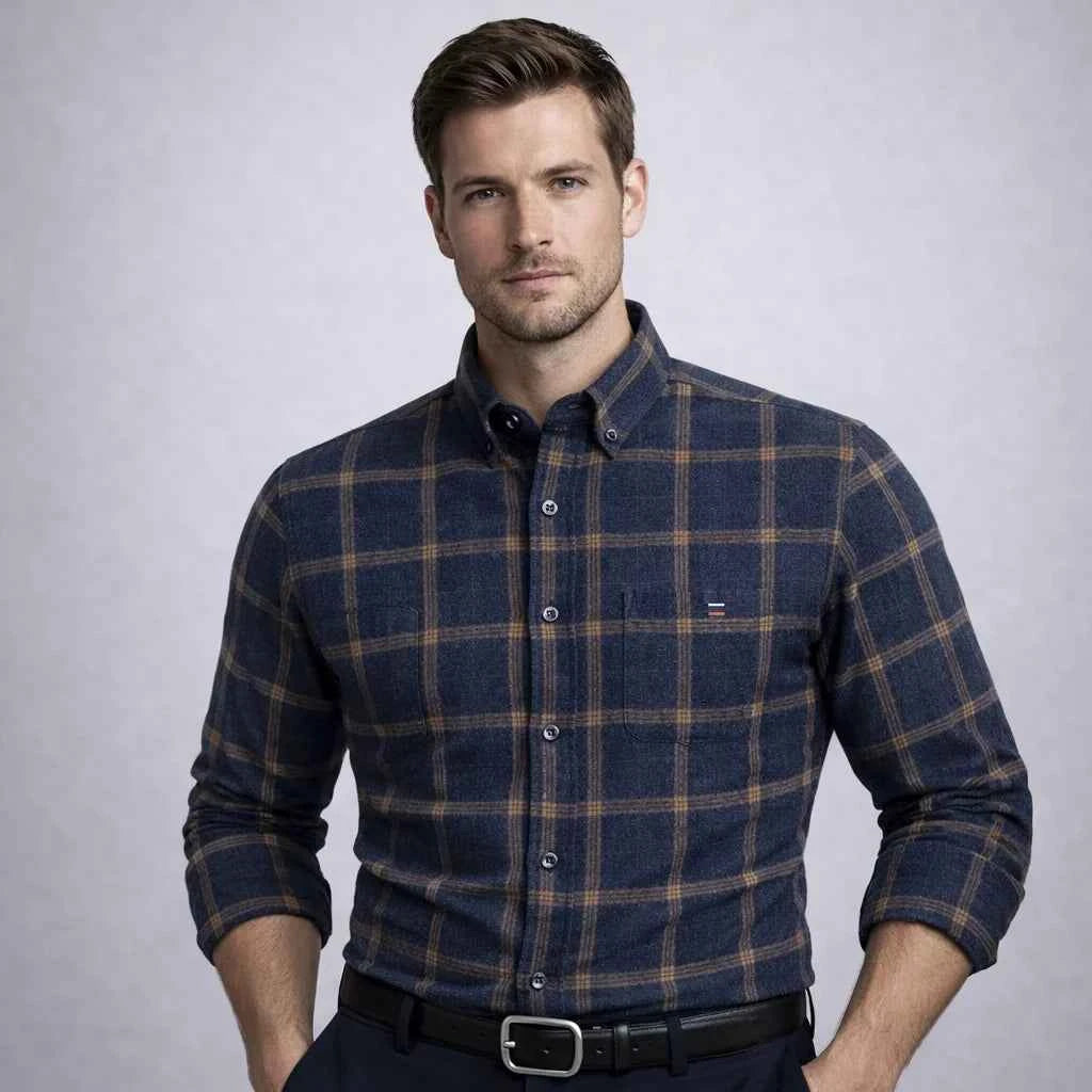 Pure Cotton Men's Plaid Shirt Long Sleeve Regular Fit Men Casual Oversized Shirt Leisure Autumn Male Clothes New Plus Size