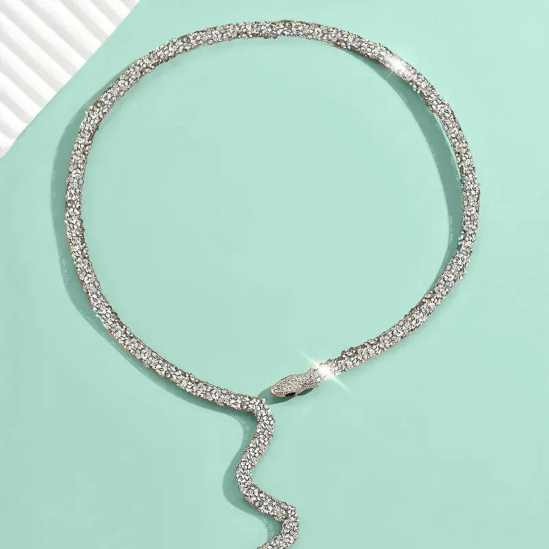 Trendy Girl Sexy Snake Twistable Necklace for Women  Personalized Sparkling Zircon Diy Chain Bone Chain Bracelet Bangles