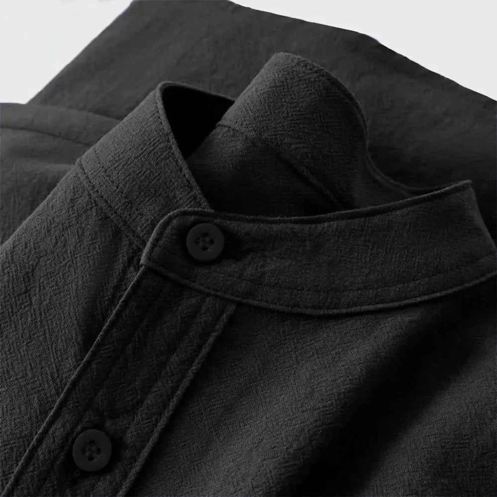 Men's Cotton Linen T-shirt Summer Hot Sale Henley Neck Casual Breathable Lightweight Solid Color Pocket Button Tops