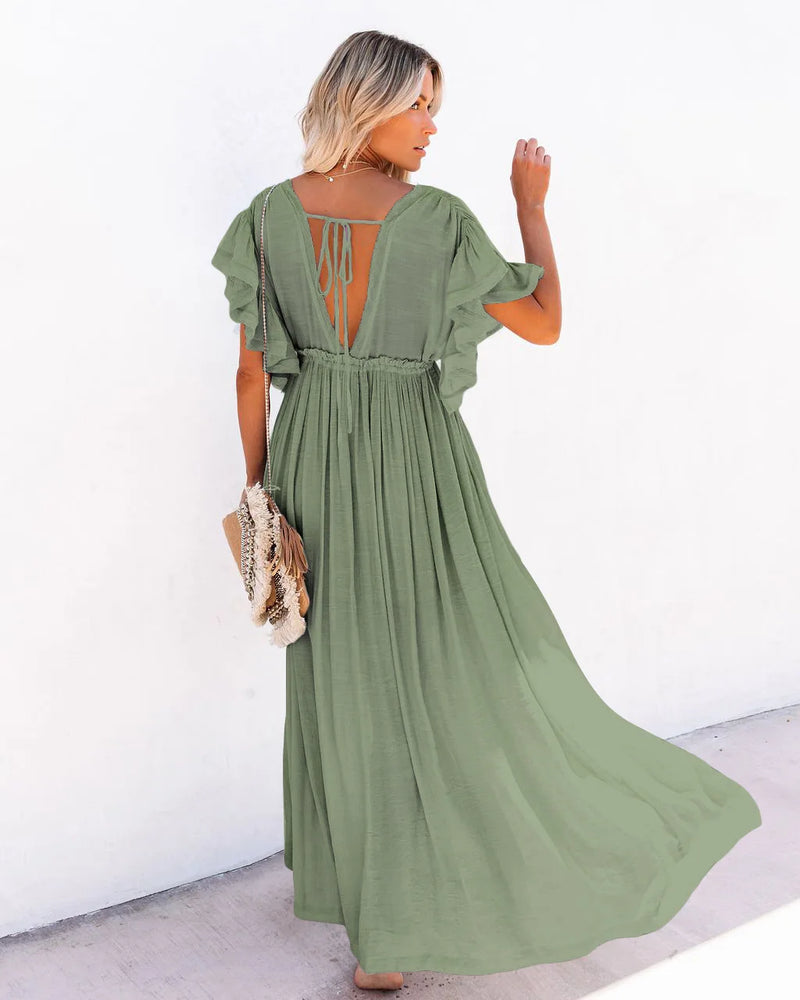 Blusa de biquíni com botões e cintura alta, saia longa, cardigan, jaqueta de praia para férias, proteção solar
